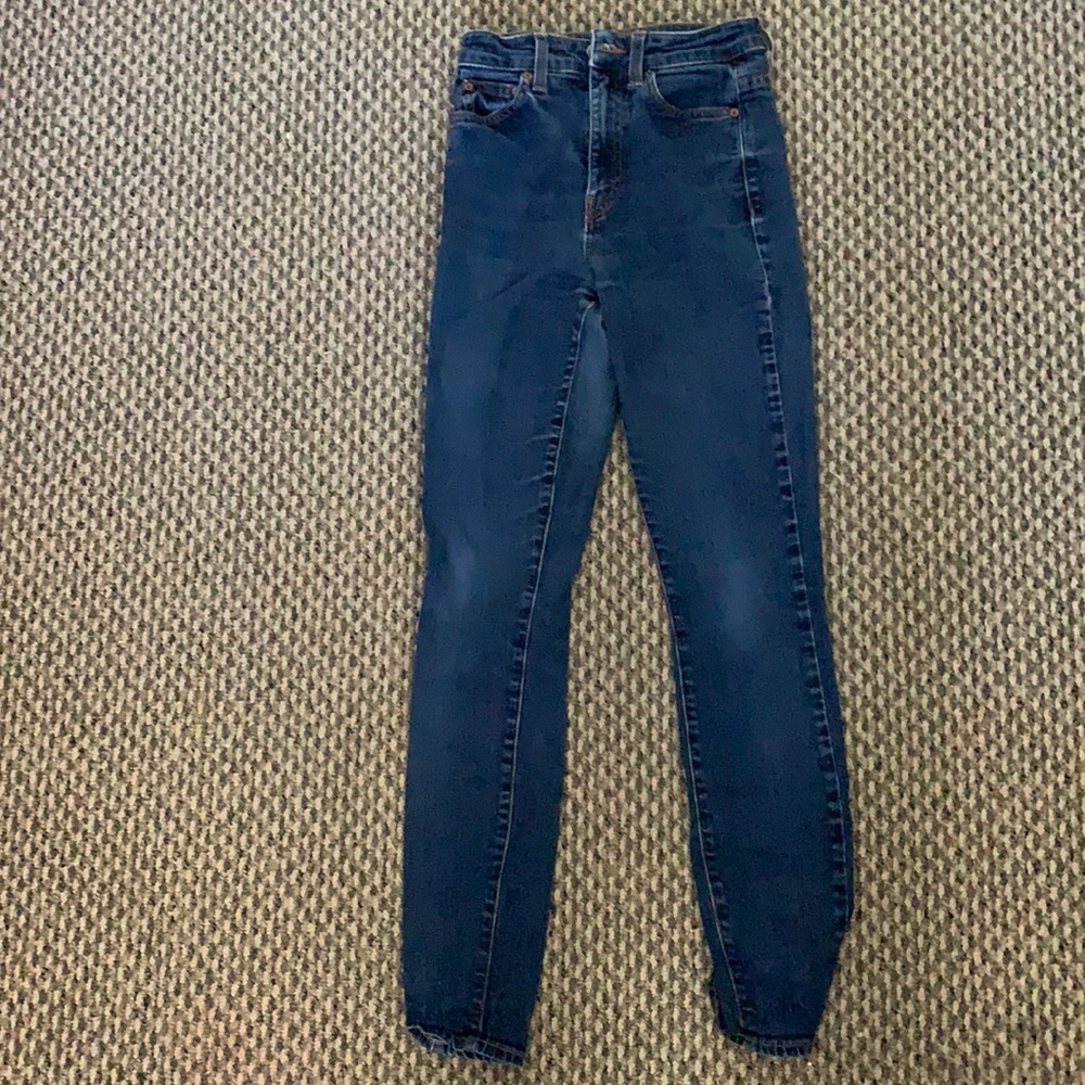 Nasty Gal Dark Blue Denim High Waisted Jeans